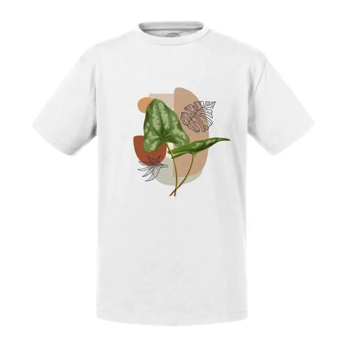 T-shirt Enfant Blanc Philodendron Plante Tropical Exotique Jungle-0