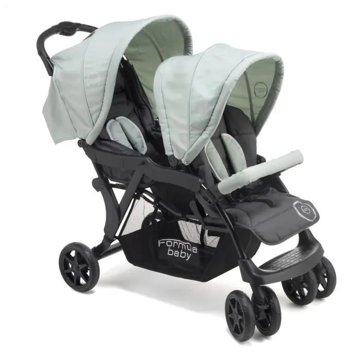 Poussette Tandem Vert Jade - FORMULA BABY - À partir de 6 mois jusqu'à 22 kg-0