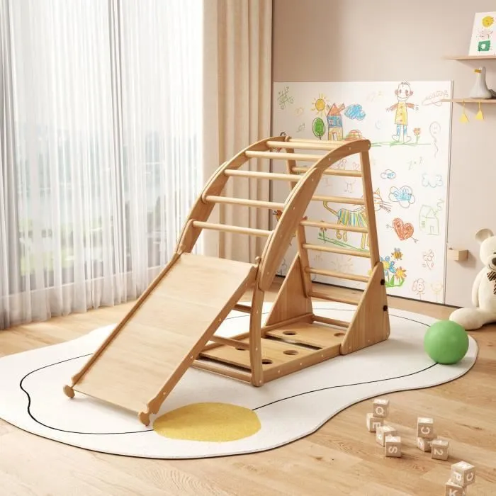 Aire de jeu 8 en 1 - DREAMMESPACE - Bois de pin - Toboggan, escalade, balançoire - 3-8 ans-2
