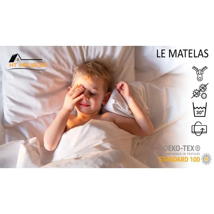 Lit gigogne enfant blanc LOU - Requin et tortue - 2 x 160 cm x 80 cm-5