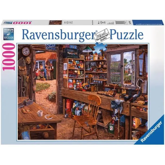 Puzzle 1000 pièces Ravensburger - L'atelier de Papy aille - Dimensions 70x50 cm - Age minimum 12 ans-2