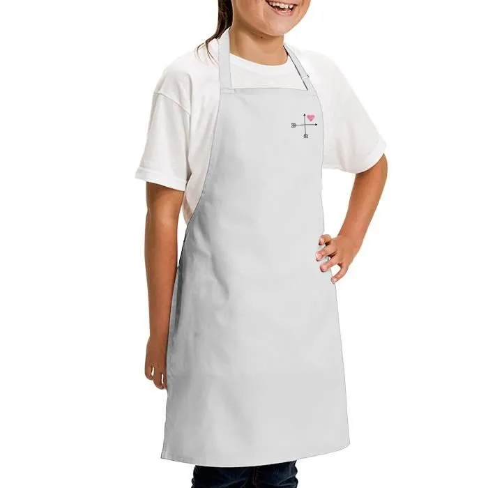 Tablier Enfant Cuisine - Peinture Flèches en Croix avec Coeur Gribouillé Rouge Dessin - Qualité Premium-1