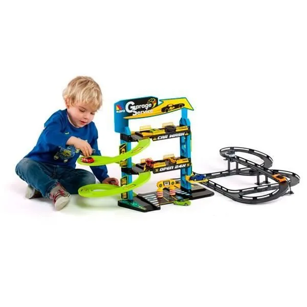 Garage pour enfants - MONDO - Molto 3 étages + Rails - 5 voitures - 5 pistes - Mixte-0