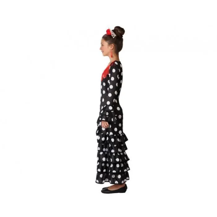Déguisement danseuse flamenco - AC-DÉCO - Enfant - Robe noire à pois blanc - 5 ans-1