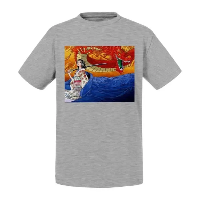 T-shirt Enfant Gris Nico Robin Dragon One Piece Pirates Manga-0