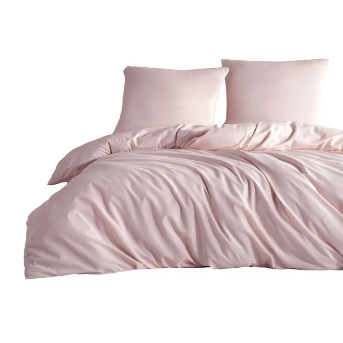 Parure de lit - UNI - Rose Poudré - 140x200 - Housse de couette - 1 taie d'oreiller-0