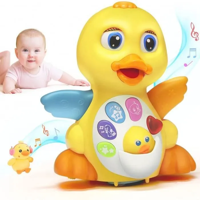 Jouets Musicaux Bébé 6 9 12 Mois Jouet Musical Bébé Canard Jouet Bébé Interactif d'apprentissage ouet d'activité Bébé Rampant-0