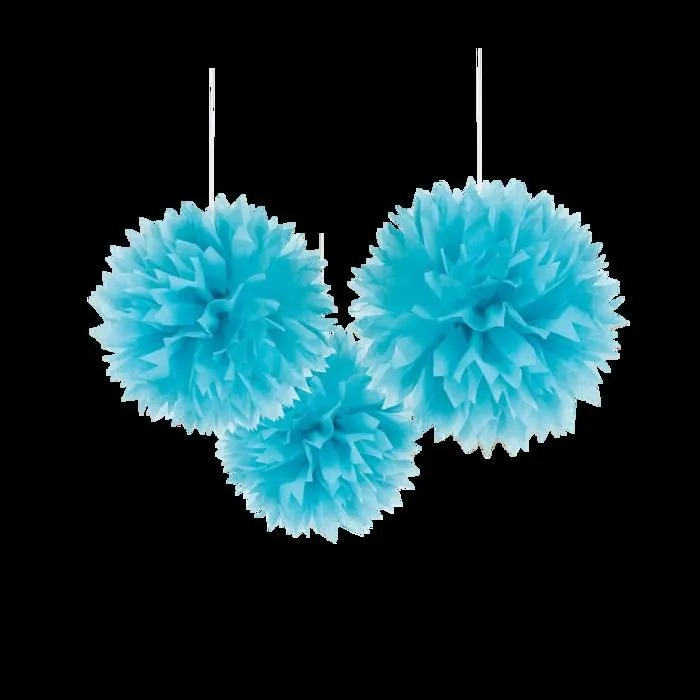 Pom Pom de décoration - Non spécifié - Bleu - 3 pièces - 40 cm - A suspendre-0