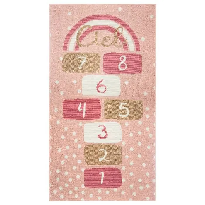 Tapis enfant "Marelle" - rose 80x150 cm - Rose - Atmosphera createur d'interieur-0