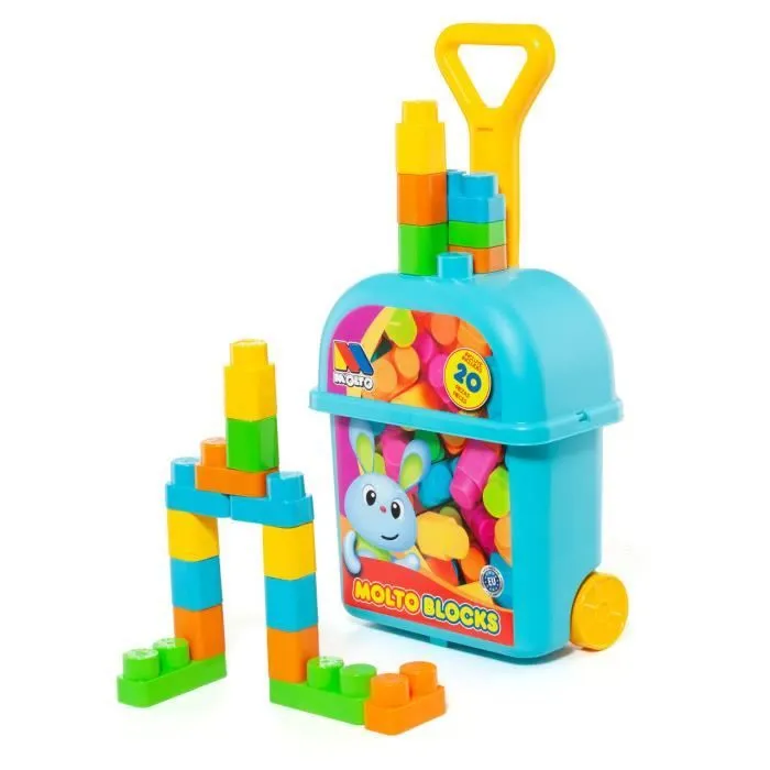 Chariot de Blocs - MOLTO - Chariot de Blocs Bleus Moltó - 20 pièces - Jouet pour enfants-2