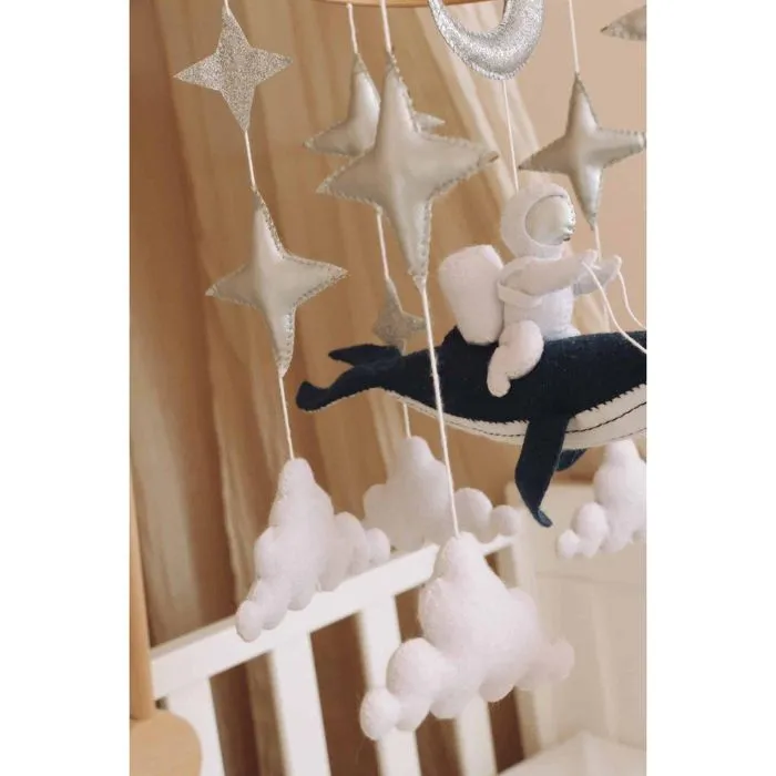 Mobile Musical Bébé - Mobile bébé astronaute en bois - mobile musical pour lit-3