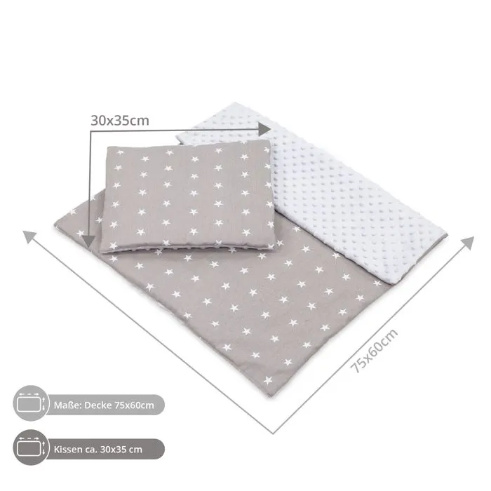 Couverture bébé doudou bébé 75x60 cm - doudou avec coussin 30x35 cm minky bébé nouveau né doudou confort poussette étoiles-2