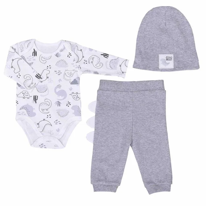 Ensemble vêtements Bébé en coton bio 3 pièces, DINO-0