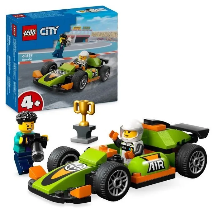 LEGO® 60399 City La Voiture de Course Verte, Jouet pour Garçons et Filles Dès 4 Ans, avec Photographe et Pilote-0
