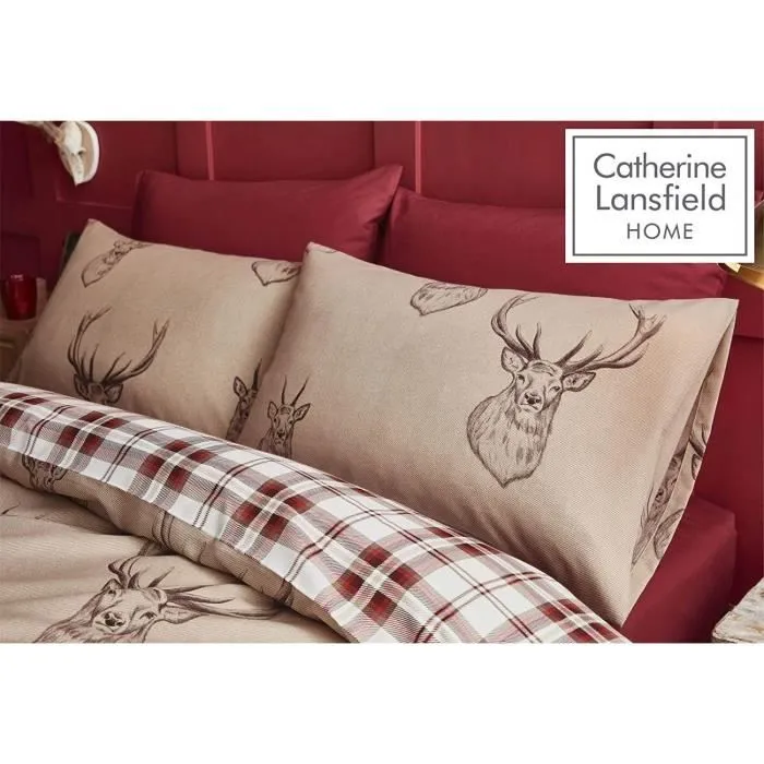 Catherine Lansfield Parure de lit Double Motif cerfs Multicolore, Coton, multicolore, King - BDB3-3904-WKHQ-Multi-1