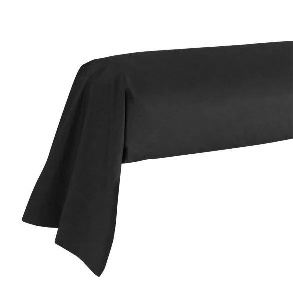 Taie de traversin - Made in France - 43 x 185 cm - 100% coton - 57 fils - Noir-0