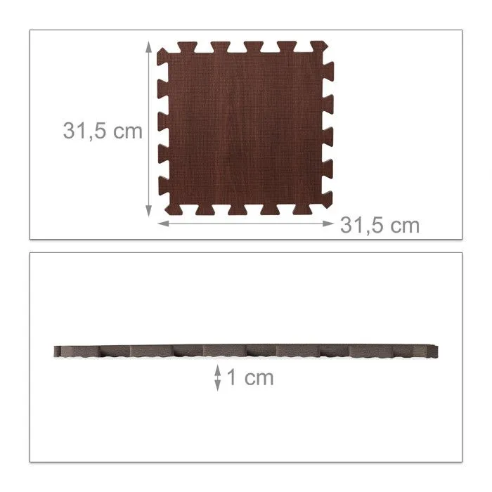 Relaxdays Tapis protection sol 9, puzzle  sport et appareils  fitness,tissu EVA, sans BPA, effet optique bois, marron-3