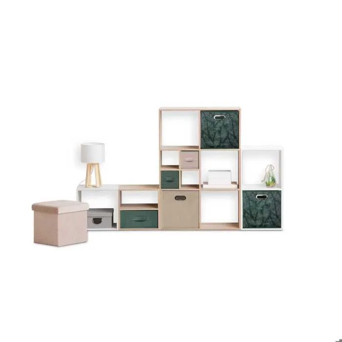 Five Simply Smart - Lot de 6 boites de rangement en tissu Herbier - 31x31x31cm - Vert-1