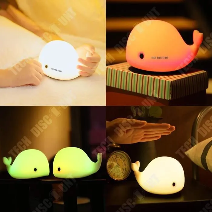 TD® Veilleuse enfant bebe dauphin décoration chambre éclairage doux meilleur sommeil allumage intelligent de nuit rechargeable-3