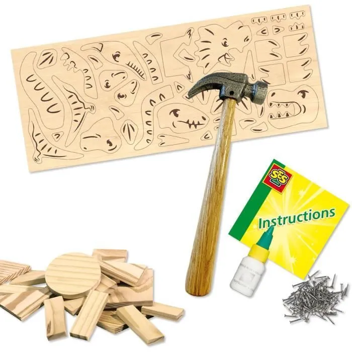 Kit de menuiserie - SES CREATIVE - Dinosaures - Avec clous et colle-4