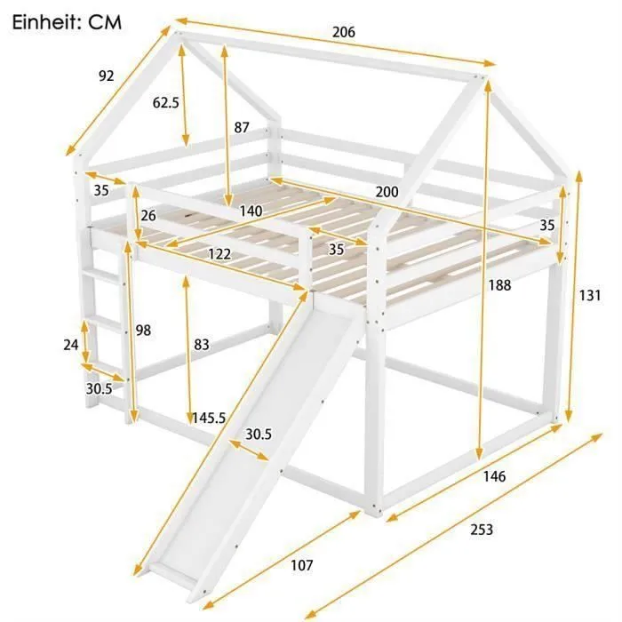 Bebeboutik - SAM Lit Superpos 140x200cm Avec TobogganLit Double Avec ...