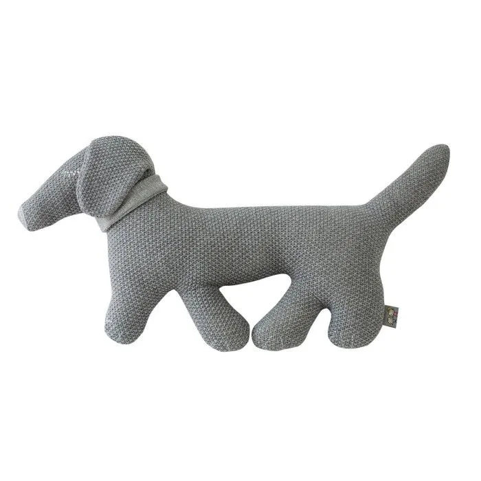 Peluche en coton bio doudou chien TECKEL Gris Taille Unique-0