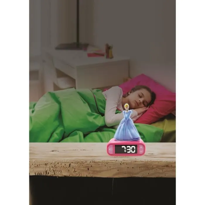 Réveil avec Veilleuse en 3D design Disney Princesses Cendrillon et effets sonores-3