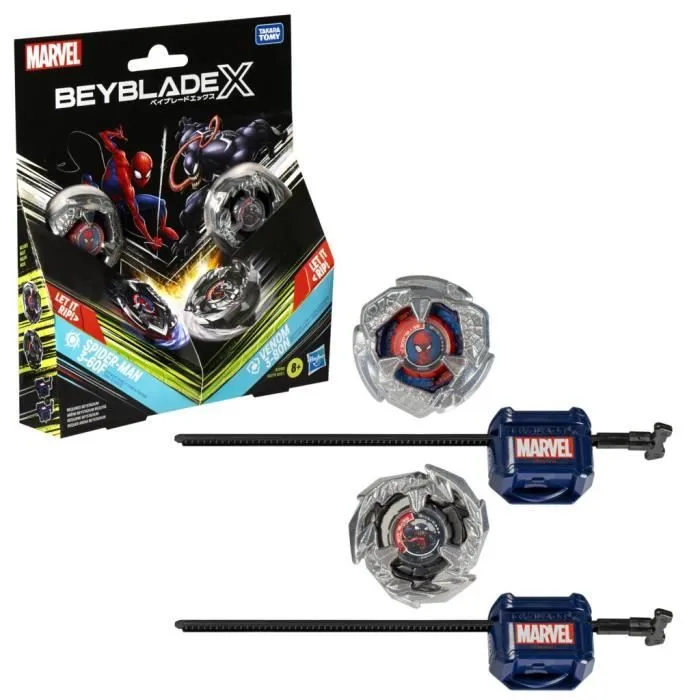 Beyblade X Multipack Toupie Spider-Man 3-60F vs. Venom 3-80N, Marvel , Dès 8 ans-0