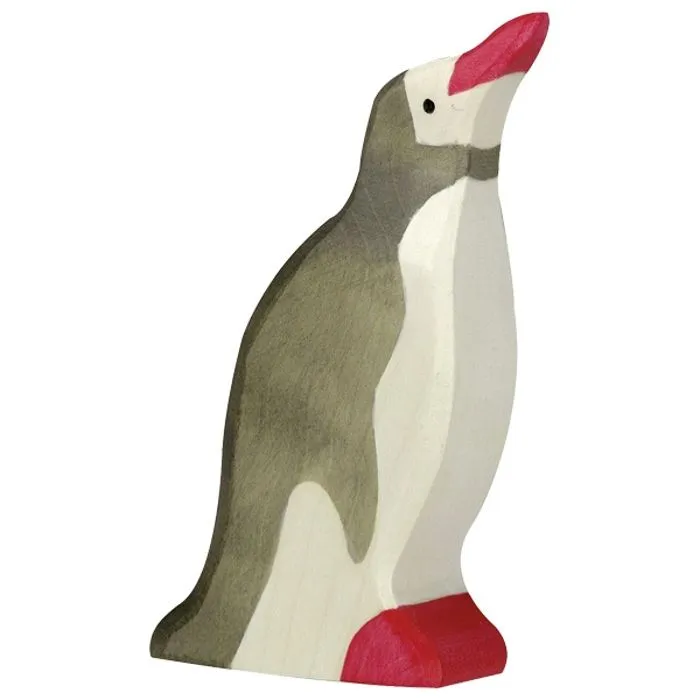 Figurine en bois HOLZTIGER - Pingouin tête haute - Pour enfant de 2 ans et plus-0