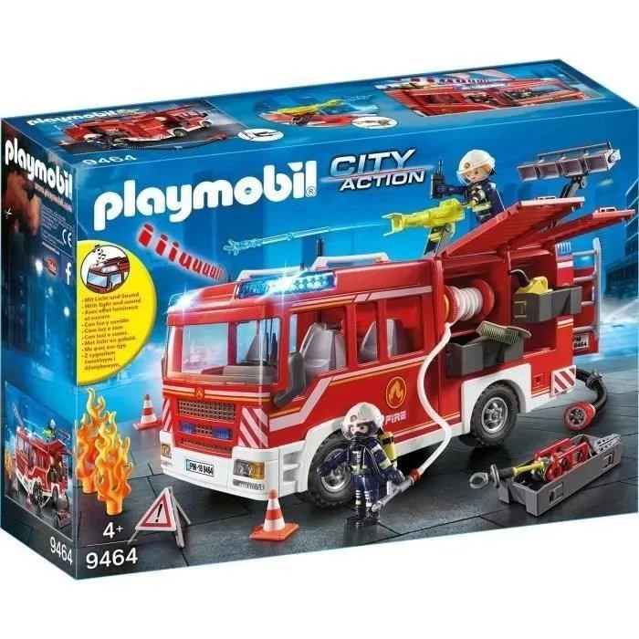 PLAYMOBIL 9464 Fourgon d'intervention des pompiers jaune avec canon à eau fonctionnel - City Action-3