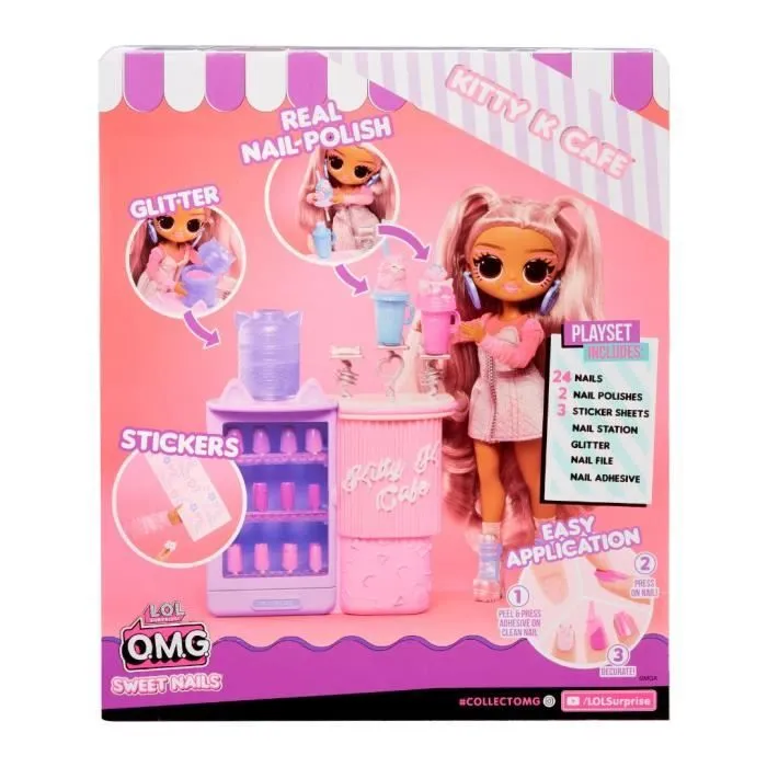 L.O.L. Surprise OMG Sweet Nails™ - Bar à ongles - Poupée mannequin Kitty K Café - Thème Café - A partir de 4 ans-4