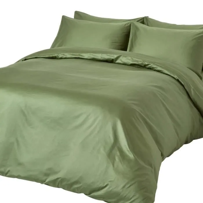 Housse de couette coton égyptien Bio 400 fils - Vert - 135 x 200 cm-0