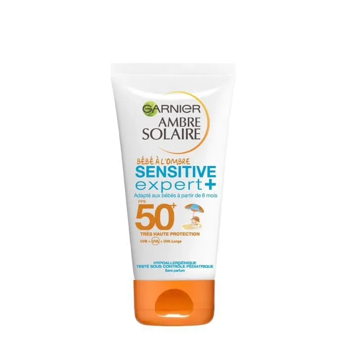 Crème Ambre Solaire bébé Sensitive Expert+ GARNIER Lait FPS50+ - 50 ml-0