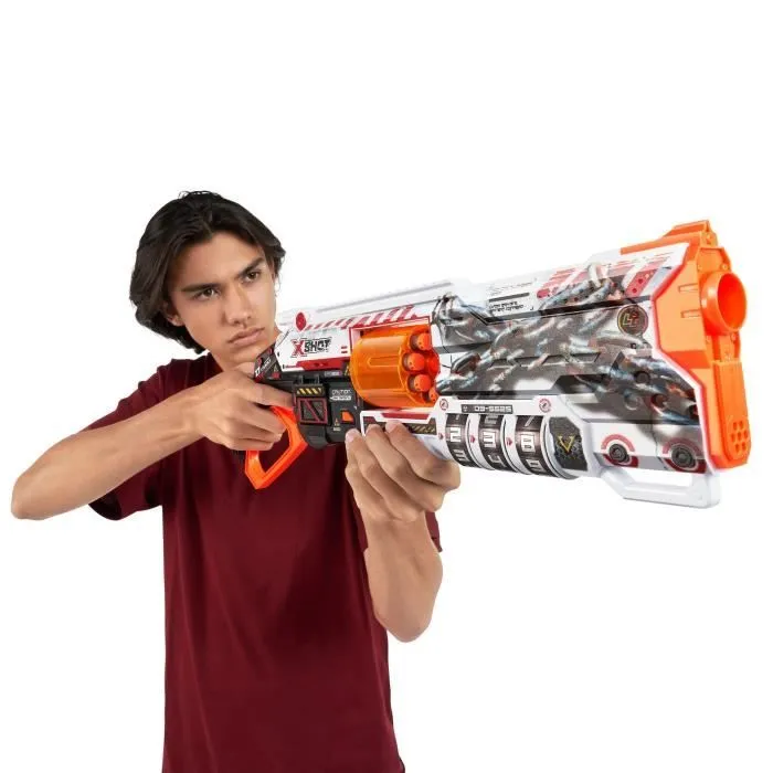 Blaster Verrouillable - ZURU - XSHOT Skins Lock Gun - Blaster avec combinaison de verrouillage et canon rotatif à 8 fléchettes-4