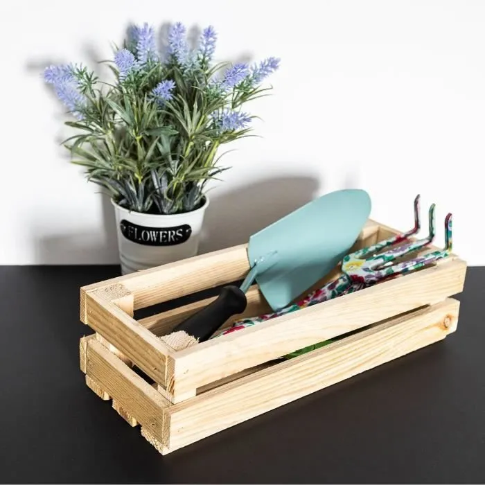 Caisse en Bois Naturel - CREATIVE DECO - 34 x 14 x 9 cm - Caisse Rangement Bois - Caisse en Bois Vintage-1