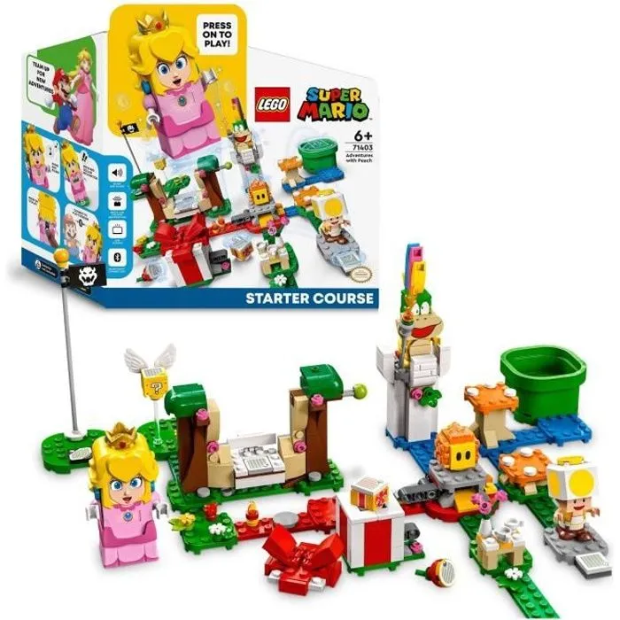 LEGO 71403 Super Mario Pack de Démarrage Les Aventures de Peach, Jouet Lemmy, Figurine Interactive Toad, pour Enfants 6 Ans-0