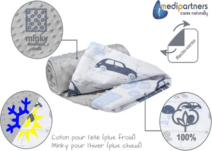 Couverture pour Bébé et Enfant Medi Partners 100% Coton et Polyester Minky Bilatéral Doux Multifonctionnel 75x100 cm-4