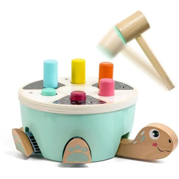 Jeu de Tape-Tape Tortue - TOP BRIGHT - Bâtons Colorés - Marteau en Bois - Pattes - Tête - Queue-0