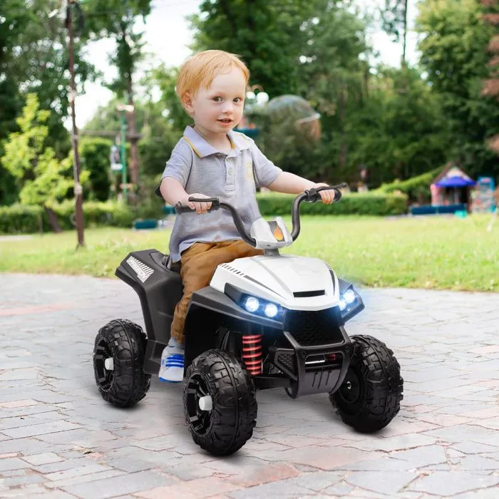 Quad électrique enfant - AIYAPLAY - 12 V - 2 moteurs - vitesse 5 km/h - marche avant et arrière - pour enfants 37-60 mois - blanc-2