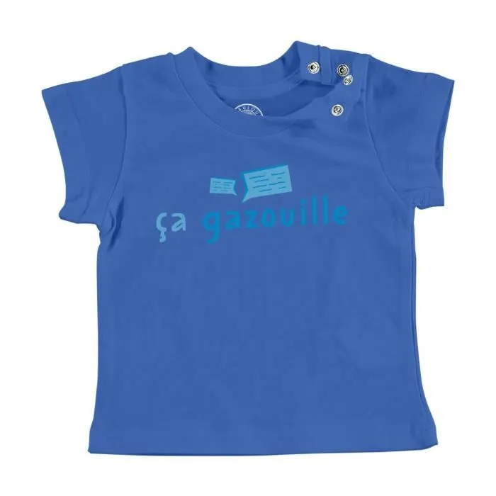T-shirt Bébé Manche Courte Bleu Ca Gazouille Mignon Bébé-0
