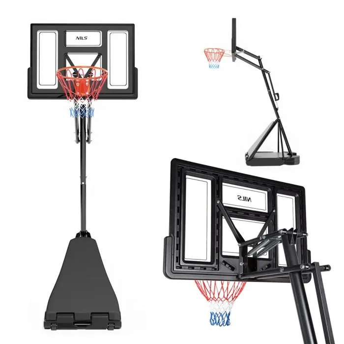 Panier de basketball - NILS - ZDK520 - Noir - Usage intensif - Réglage de hauteur 5 niveaux-1
