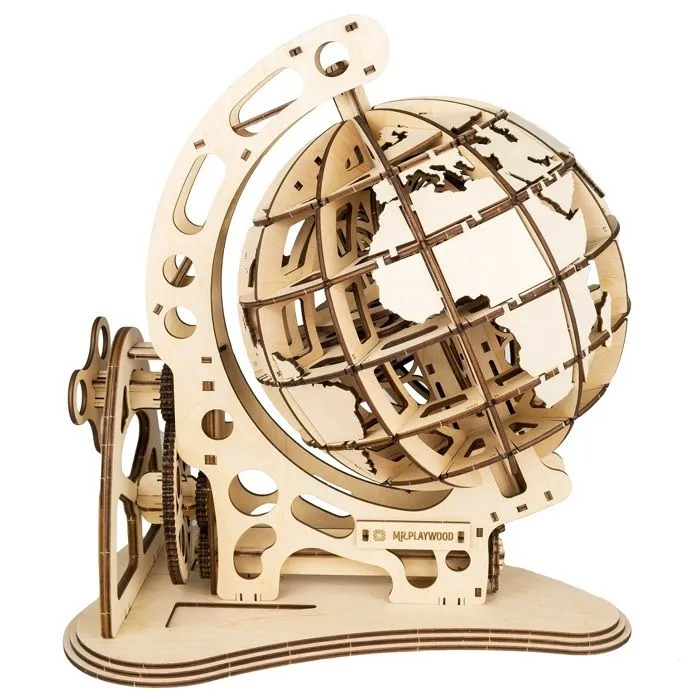 Puzzle 3D en bois - Mr. Playwood - Globe Mécanique animé - 145 pièces - À monter soi-même - Mixte-2