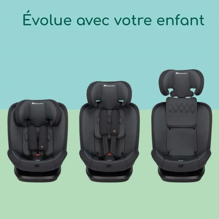 BEBECONFORT Siège auto EverFix i-Size évolutif, isofix, réhausseur, groupe 1/2/3, 15 mois à 10/12 ans, 76-150cm, 9-36kg Tinted Black-1