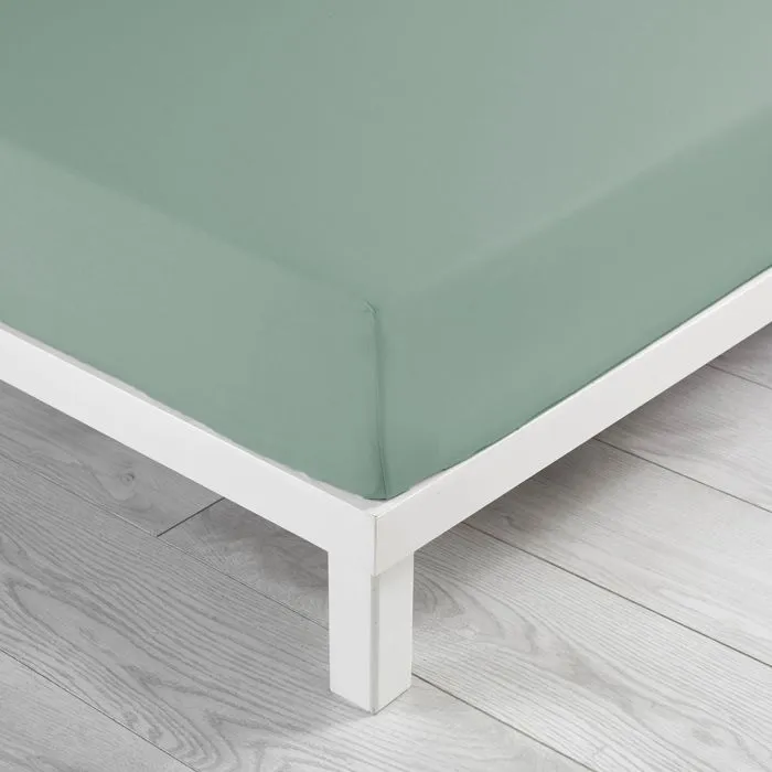 Drap housse coton lavé Linette Sauge 140x190 cm - Vert d'eau - Douceur D'intérieur-0