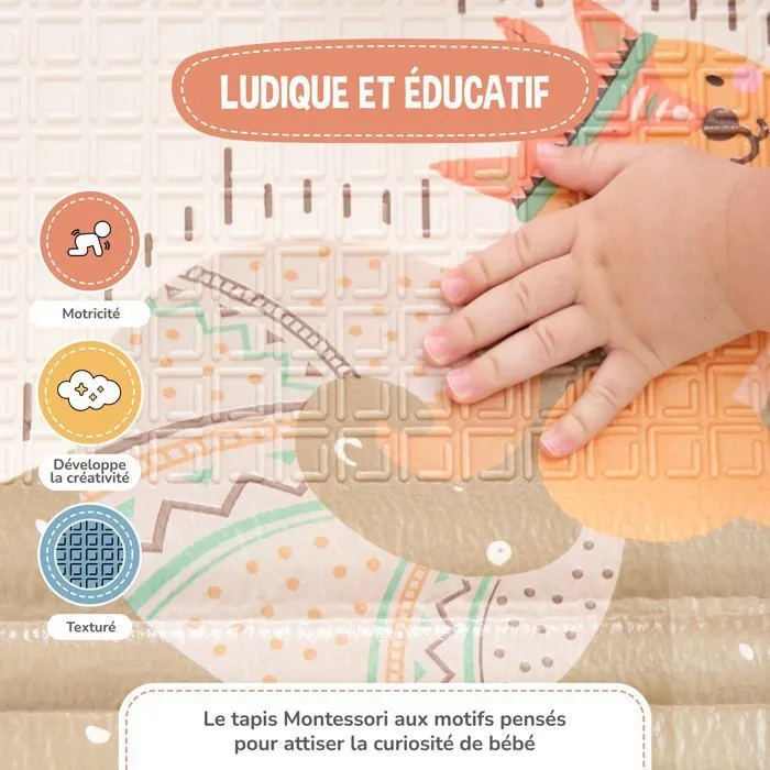 Tapis d'éveil pour bébés et enfants - 180x200x1,5cm - INDIANS | SUPERBE BEBE-5