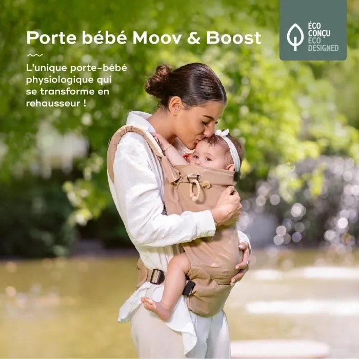 Babymoov Porte-bébé physiologique, évolutif en Réhausseur nomade Moov & Boost, Beige-1