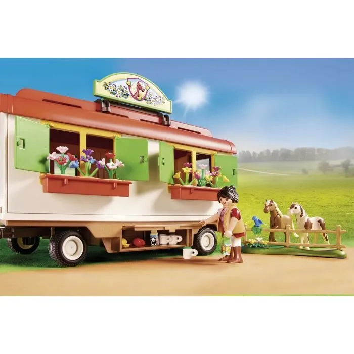PLAYMOBIL - 70510 - Box de poneys et roulotte - Playmobil Country - Avec 3 personnages et 2 poneys-4