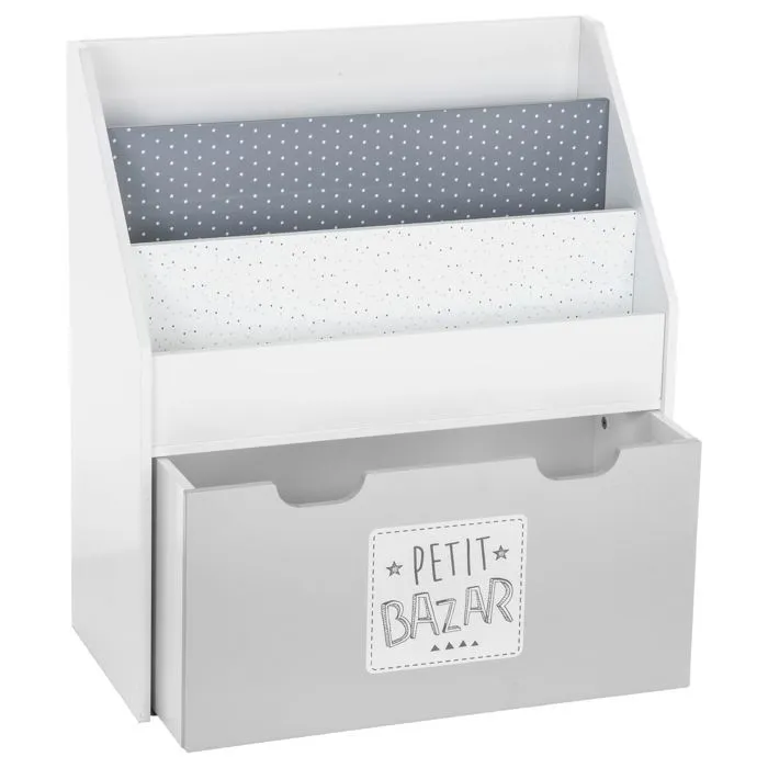 Atmosphera Kids - Bibliothèque enfant Petit Bazar - L. 62 x H. 70 cm - Gris-0