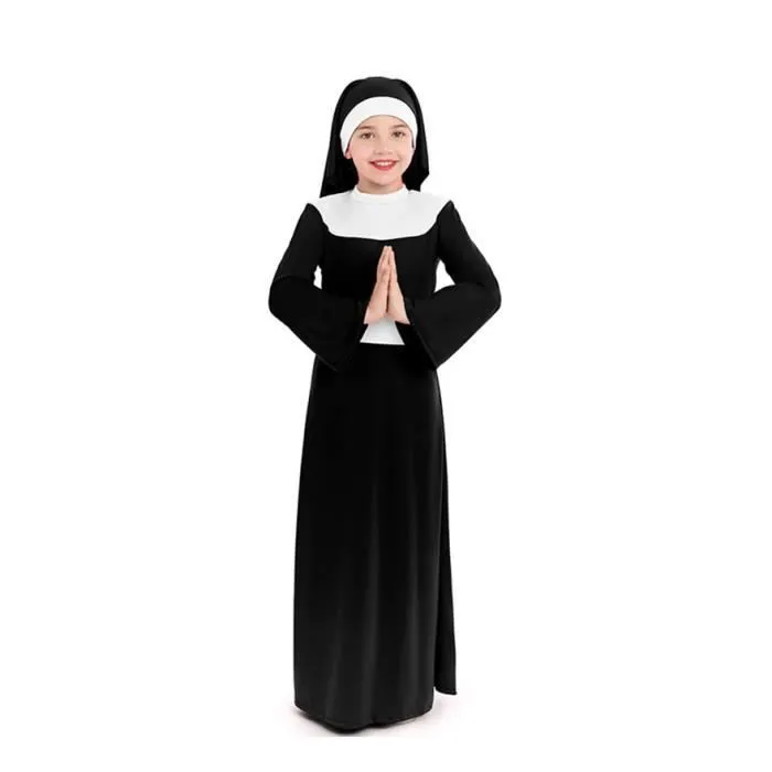 Partilandia Déguisement de nonne noire fille (7-9 ans)-0