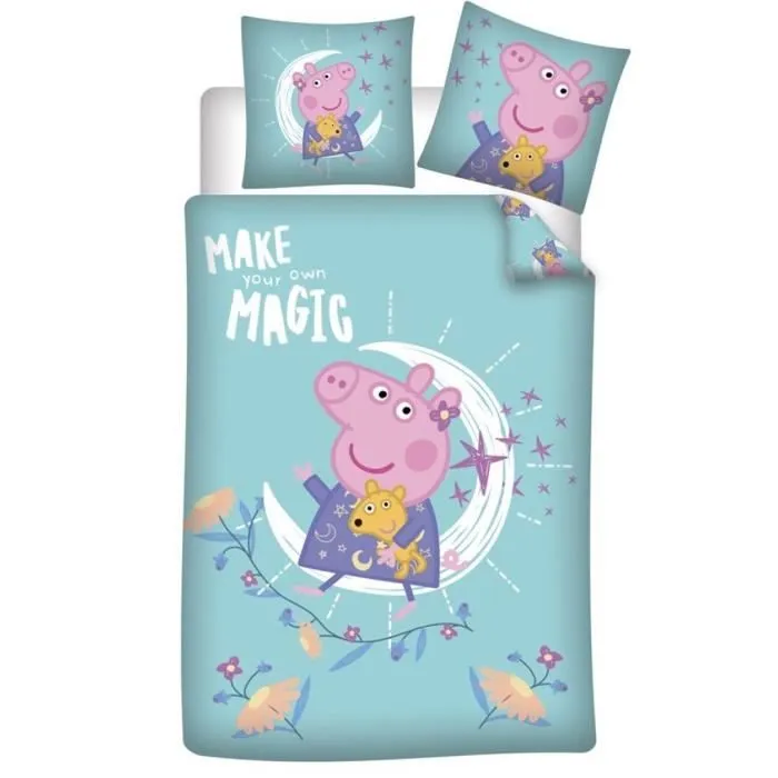 Parure de Lit - Peppa Pig - Housse de couette 140x200 cm - Taie d’oreiller 63x63 cm - Oeko Tex - Microfibre-0